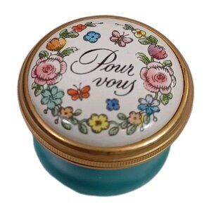 Halcyon Days Butterfly Floral Pour Vous Mini Pill Trinket Box